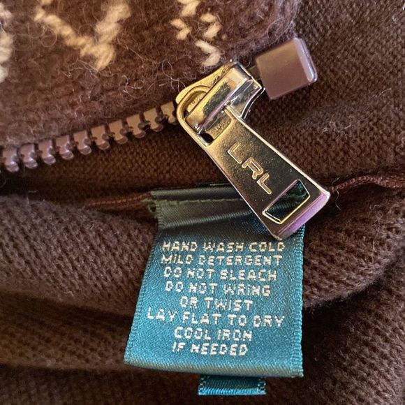 Ralph Lauren Active Women's Brown & Cream Fair Isle Zip Up Cardigan Sweater SZ-S - Picture 8 of 9